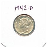 1942-D Mercury Silver Dime