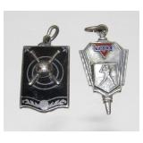 2x Vintage Josten Sterling Baseball Pendants