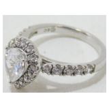 Sterling Silver CZ Engagement Style Ring - Size