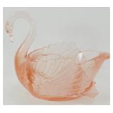 * Pink Glass Swan Trinket Dish
