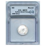 .9999 Fine Silver 1/10-Ounce Buffalo Design Coin,