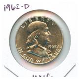 1962-D Franklin Uncirculated Silver Half Dollar