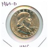 1963-D Franklin Uncirculated Silver Half Dollar