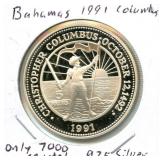 Bahamas 1991 Sterling Silver Columbus Coin - Only