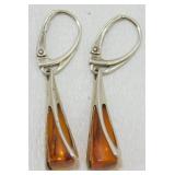 Sterling Amber Dangle Earrings