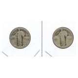 (2) U.S. Standing Liberty Silver Quarters