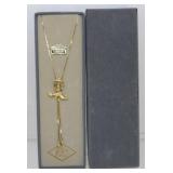 Gold Tone JoAnn Rhinestone Cowboy Boot Bolo