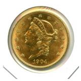 1904 Liberty Head Gold $20 - .9675 oz Gold