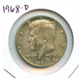 1968-D Kennedy 40% Silver Half Dollar