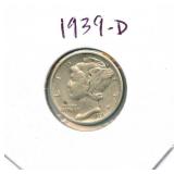 1939-D Mercury Silver Dime