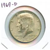 1969-D Kennedy 40% Silver Half Dollar