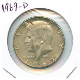 1969-D Kennedy 40% Silver Half Dollar
