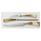 Set of 3 Antlered Carving Set - Vintage