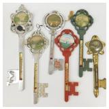* 6 Vintage Plastic Key & Thermometer Travel