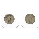 (2) U.S. Standing Liberty Silver Quarters