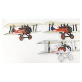 (3) 1975 Homco Sexton WWI Bi-Plane Cast Metal