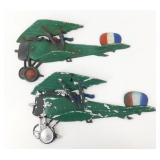 Pair of 1975 Homco WWI Sexton Cast Metal Bi-Plane