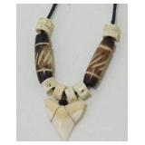 Beaded Necklace with Shark Tooth Pendant