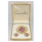 Camelot Clip On Earring and Brooch Set in Box