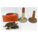 Pair of Hog Hide Scraper, (4) Corn Huskers,