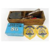 Vintage Cheese Box with Mixed Items: Andre