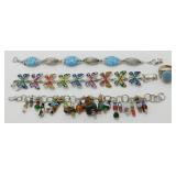 3 Fun Fashion Bracelets & Sparkle Ring - Size