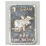 Silver Bar Moose: .999 Fine Silver - 1 gram