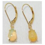 14k Gold Ethiopian Opal Drop Earrings - 1.73