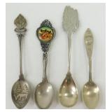 4 Antique & Vintage Silverplate Souvenir Spoons -