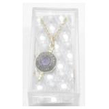 Cable Chain Necklace with Purple Gem Pendant -