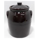 * Vintage Brown Glazed Stoneware Beanpot
