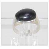Sterling Silver Black Onyx Ring - Size 9.75