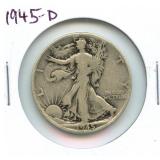1945-D Walking Liberty Silver Half Dollar