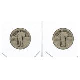 (2) U.S. Standing Liberty Silver Quarters