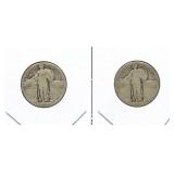 (2) U.S. Standing Liberty Silver Quarters