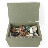 * Vintage Wooden Box of Old Hinges