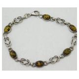 Sterling Amber Stone Bracelet