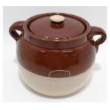 * Antique 2-Tone Stoneware Beanpot