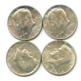 Group of 4 Kennedy 40% Silver Half Dollars