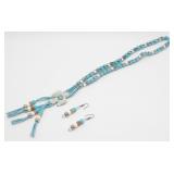 Multi-Beaded Turquoise Colored Necklace with