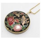 Gold Tone Necklace with Butterfly and Flower