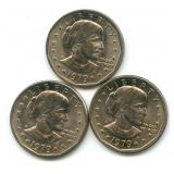 1979-P & (2) 1979-D Susan B. Anthony Dollar Coins