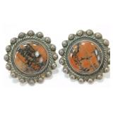 Screw Back Sterling Round Stone Earrings