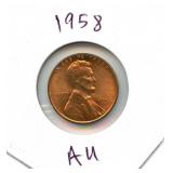 1958 Lincoln Wheat Cent AU