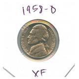 1958-D Jefferson Nickel XF