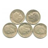 Group of 5 Roosevelt Silver Dimes