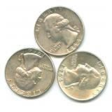 Group of 3 Washington Silver Quarters