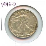 1943-D Walking Liberty Silver Half Dollar