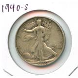1940-S Walking Liberty Silver Half Dollar