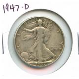 1947-D Walking Liberty Silver Half Dollar